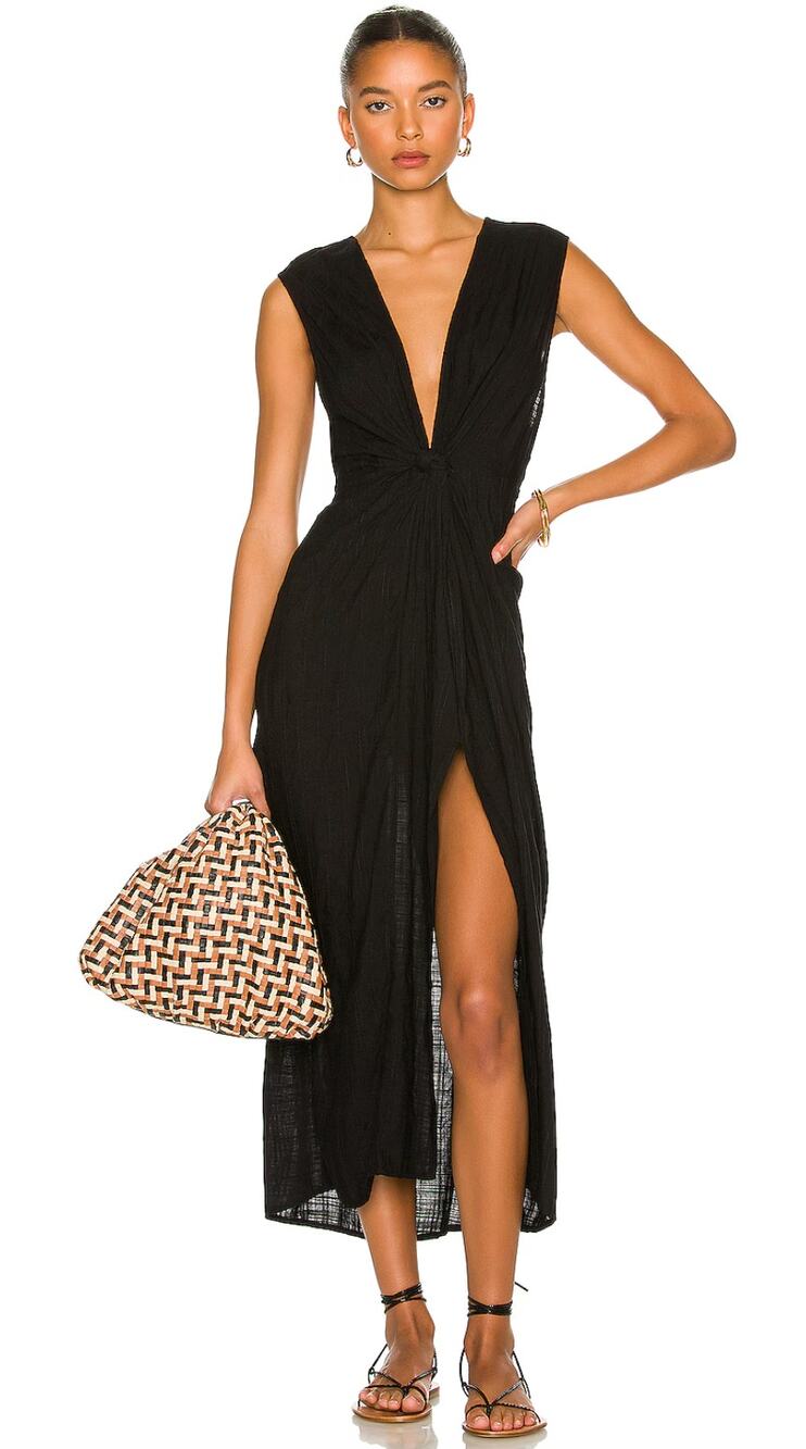 L SPACE Down the Line Cover-Up Dress in Black Size S